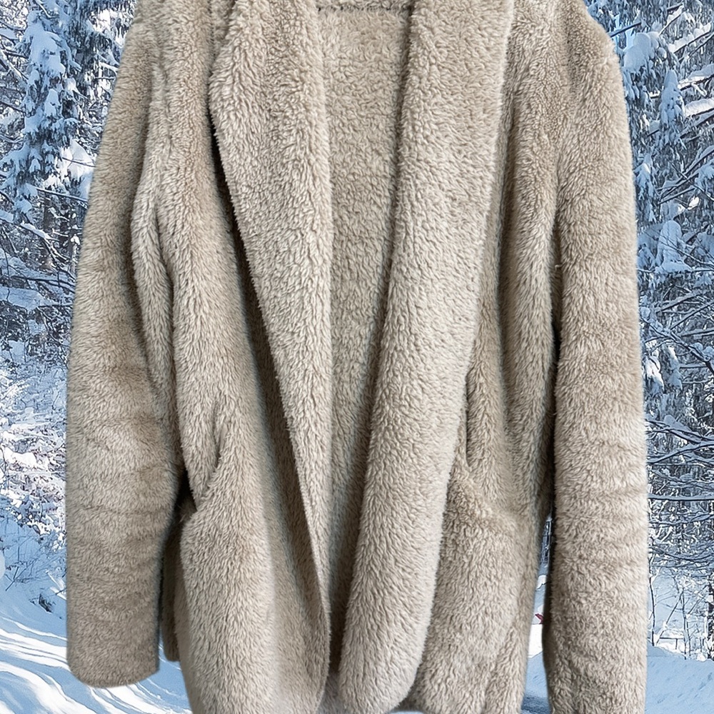 Women's Cream Faux Fur Coat